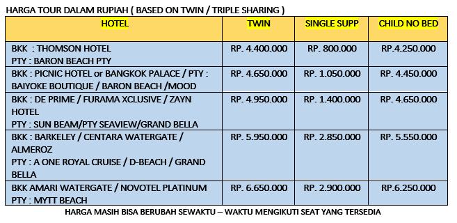 HARGA-BANGKOK-PATTAYA-NONGNOOCH
