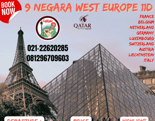11 Hari 9 Negara West Europe France  – Belgium – Netherland – Germany- Luxembourg – Switzerland – Austria – Liechtenstein - Italy Dep 23JAN'23 (wh05) 1