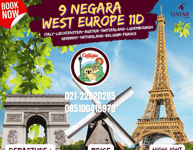 11DAYS 9 Negara West Europe (italy- Liechtenstein -  Austria – Switzerland– Luxembourg - Germany- Netherland- Belgium- France) Dep 19 Feb'23 (wh05) 2